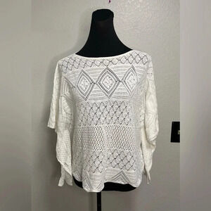 Polo by Ralph Lauren Women’s Crochet Knit Tunic Top Size Small White